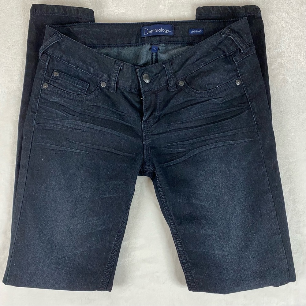 Denimology Juniors 7 Stretch Denim Jean Jeggings Dark Wash Blue